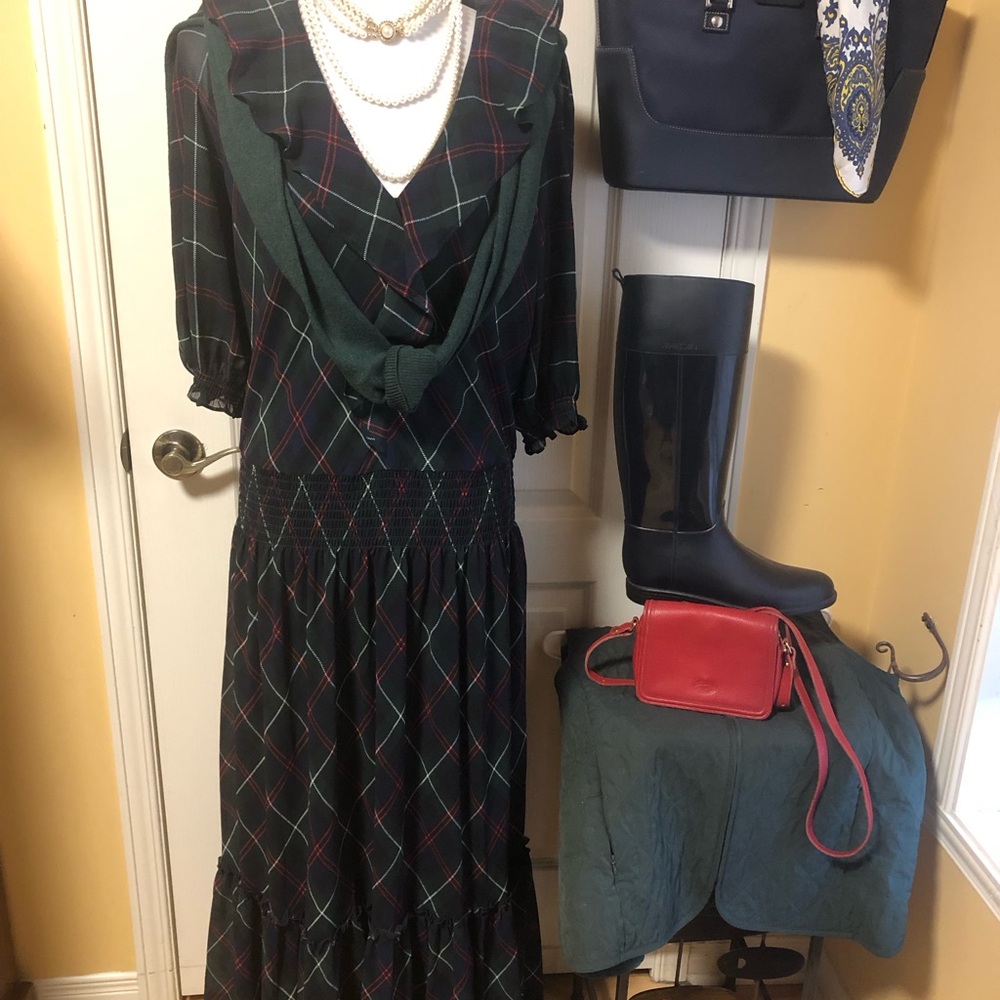 Ralph Lauren NWT Green Plaid Maxi Dress